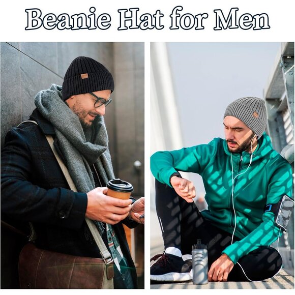 Ocatoma Winter Beanie Hat for Men Women Soft Lined Cuffed Ski Knitted Toque - Picture 8 of 9